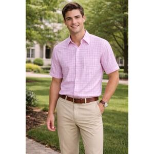 Brooks Brothers Men's Shirt L Pink 100% Irish Linen Short Sleeve Original Polo